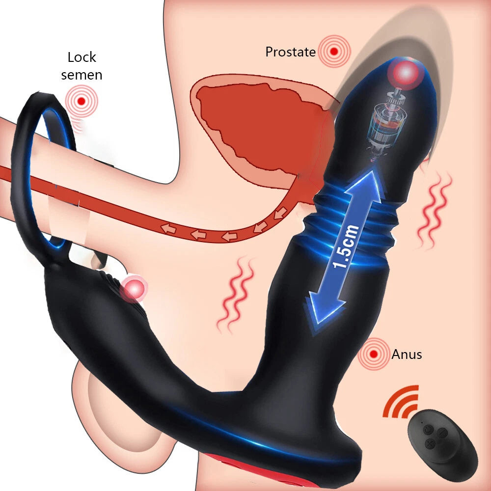 Male Prostate Massager Vibrator Thrusting Anal Butt Plug Dildo Sex Toys for Men