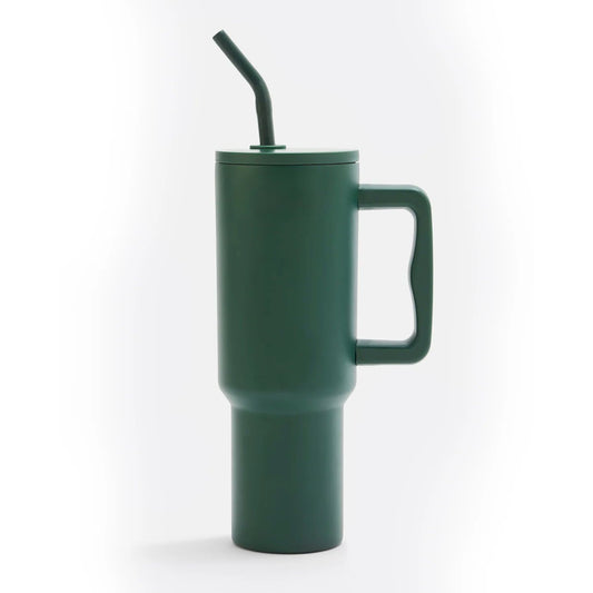 Modern Insulated Travel Tumbler with Handle & Straw