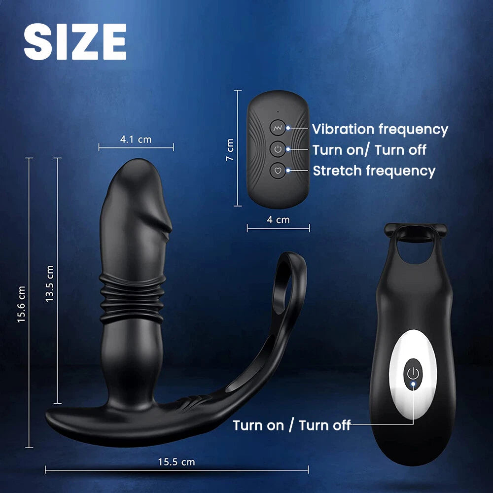 Male Prostate Massager Vibrator Thrusting Anal Butt Plug Dildo Sex Toys for Men